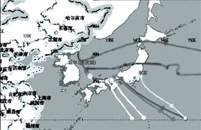 中國(guó)環(huán)保部發(fā)布的模擬軌跡圖。