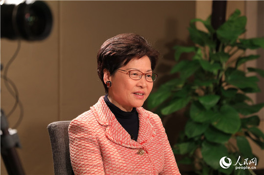 香港特別行政區(qū)行政長官林鄭月娥在北京接受人民網(wǎng)專訪。人民網(wǎng)記者 賈文婷攝