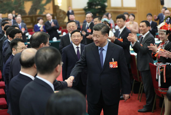 2019年3月10日下午，習(xí)近平參加十三屆全國(guó)人大二次會(huì)議福建代表團(tuán)的審議。