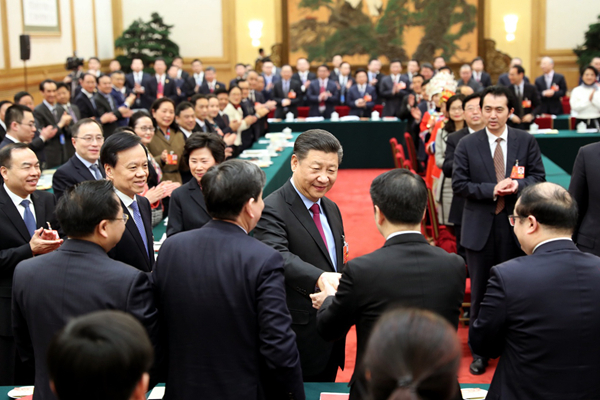 2018年3月10日，習(xí)近平參加十三屆全國人大一次會(huì)議重慶代表團(tuán)的審議。